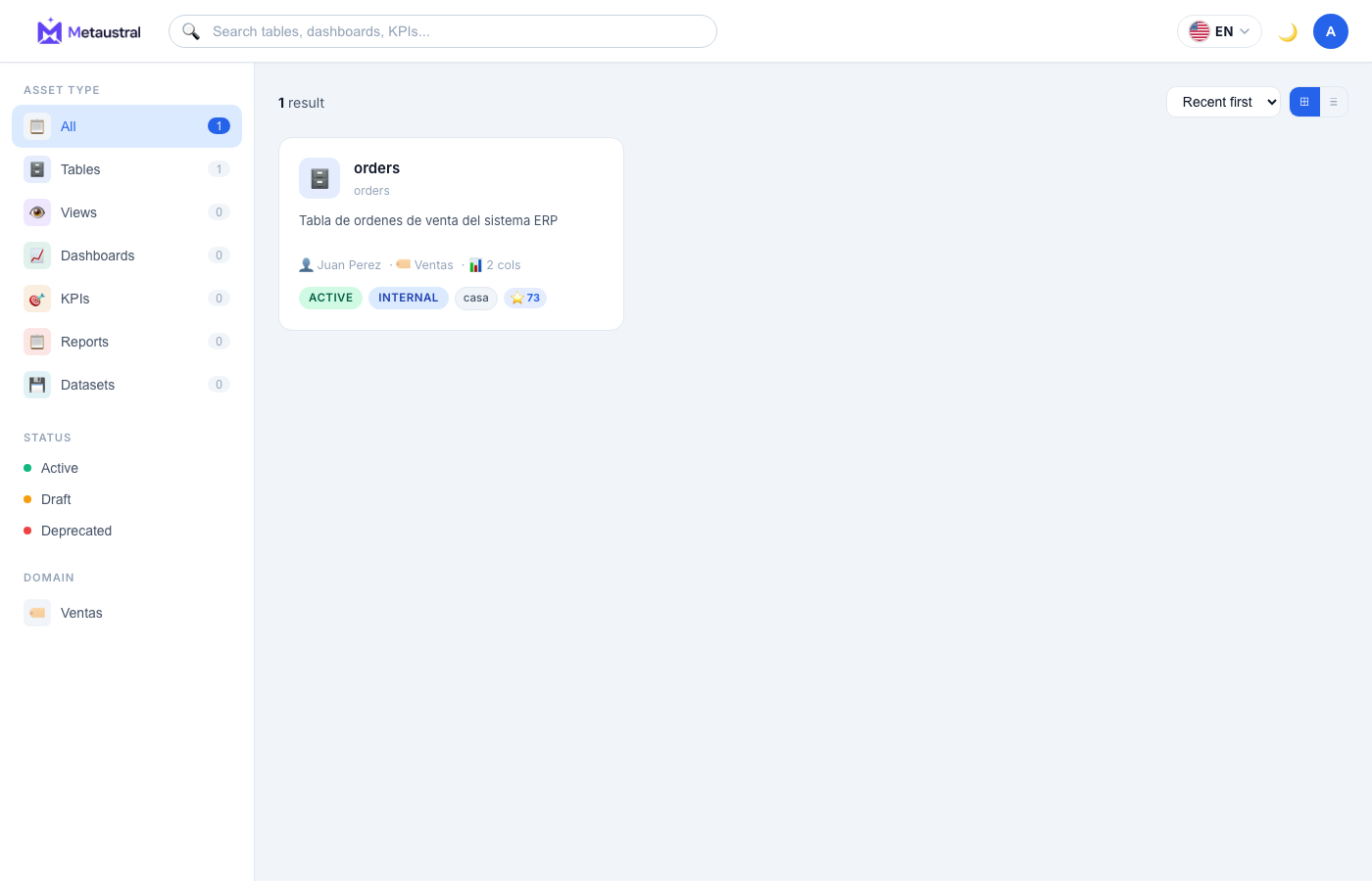 Catalog browse view