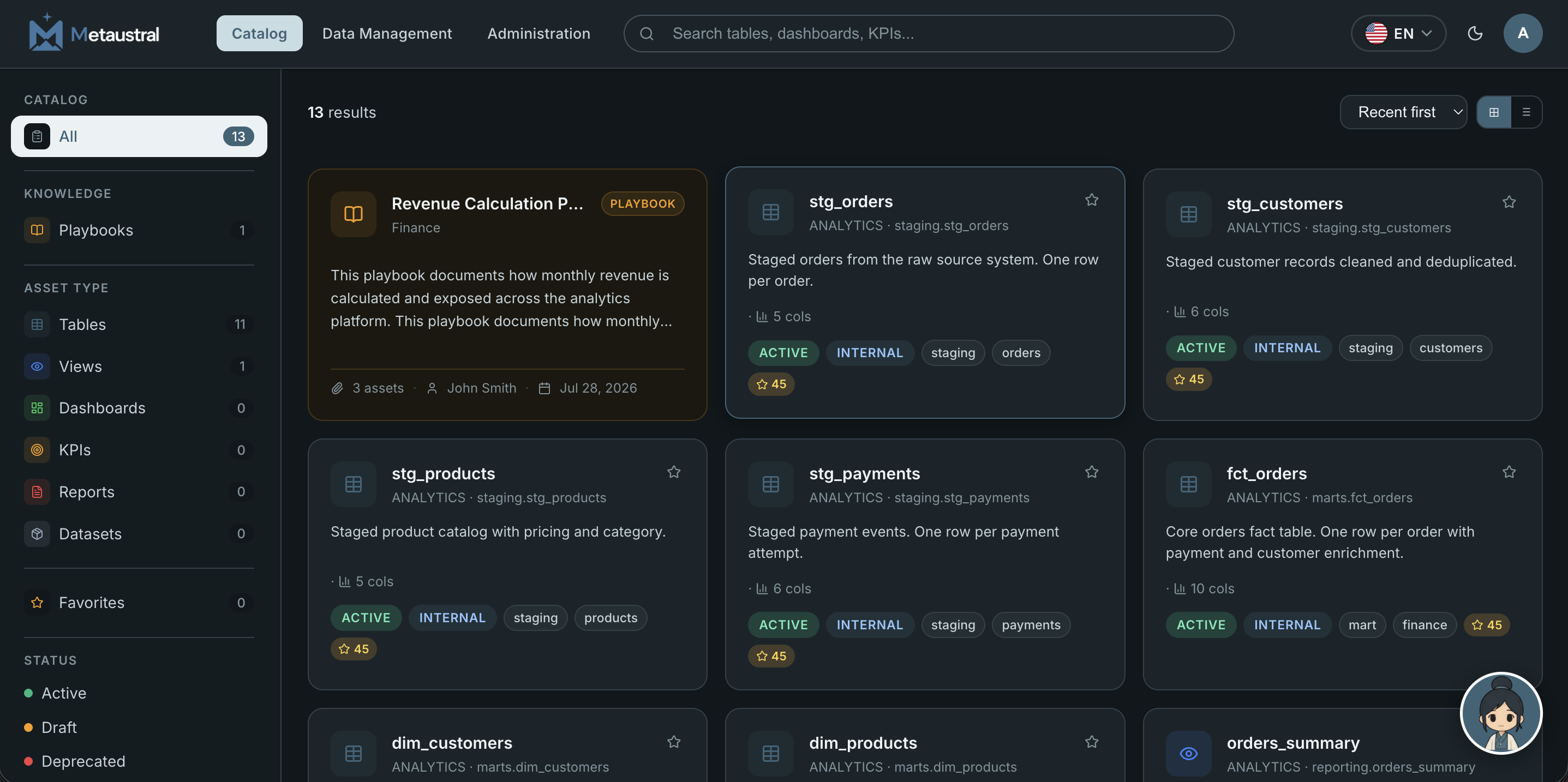 Playbook catalog view